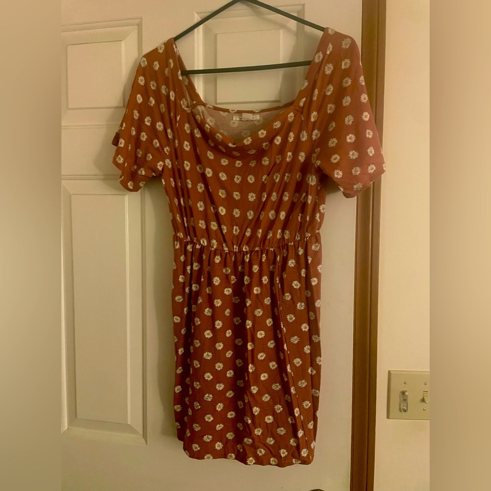 O'Neill White and Brown Flutter Sleeve Sundress